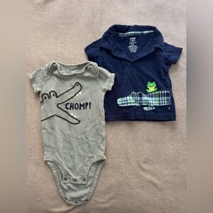 Carter's Striped Bodysuit Set with Crocodile Design